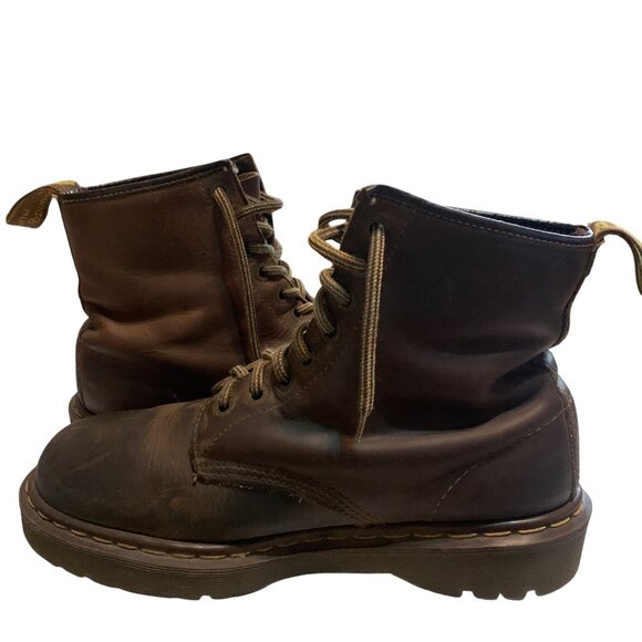 90s Dr. Martens Mens 12 Boots Made In England Brown Lace-Up Inscribed 8 Eyelets - Picture 7 of 14